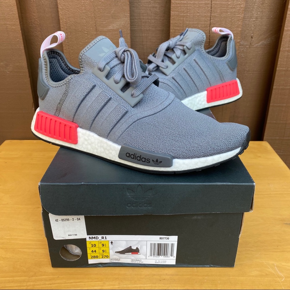 DS Adidas NMD_R1 GREY RED MENS RUNNING SHOE 9